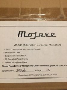 Mojave Audio MA-300 Condenser MultiPattern Cable Shockmount Case  Microphone New