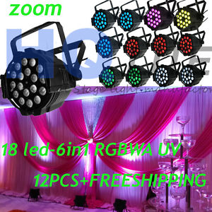 18x15W RGBWA UV 6in1 PAR CAN with Zoom DMX 512 led par light 12CH