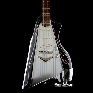 American Showster AS-57 Guitar '57 Chevy Car Tail Fin Black with Pinstripes