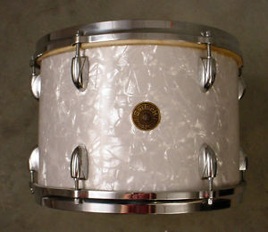 50's 60's GRETSCH 9x13 ROUND BADGE WMP WHITE MARINE PEARL TOM DRUM, AMAZING!