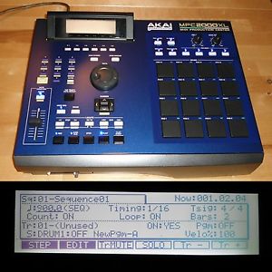CUSTOM Akai MPC 2000XL BLUE BLACK PADS BLUE LEDs 1GB CF Drive 32MB RAM