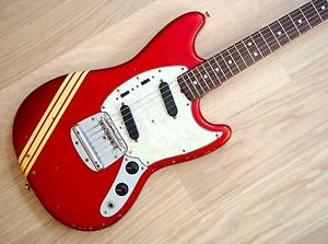 1973 Fender Mustang Vintage Offset Electric Guitar Competition Red