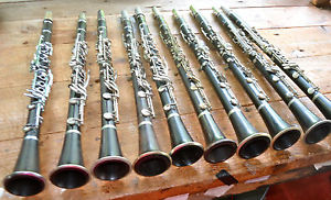 10 WOODEN Bb CLARINETS FOR SALE! SIGNET, NOBLET, B & H WITH MOUTHPIECES! $750