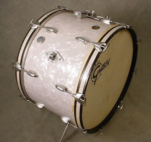 50's 60's GRETSCH 14x22 ROUND BADGE WMP WHITE MARINE PEARL BASS DRUM, AMAZING!