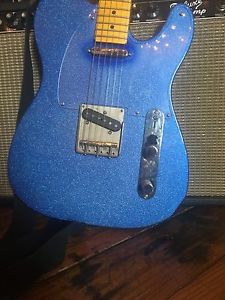 Crook custom blue sparkle telecaster w/ matching headstock guitar