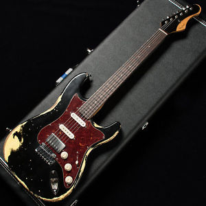 Shabat Guitars Lynx Custom HSS (Black MH over VWH / Rose) Heavy Aged New