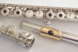 Vintage Handmade Lamberson Coin Silver Open Hole Flute Gold Fused Lip & Crown