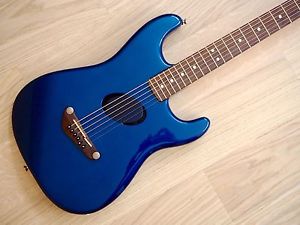 2002 Fender Stratocaster Acoustasonic Acoustic Electric Guitar Quasar Blue w/gb