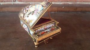 Viennese Musical Enameled Grand Piano working hand painted