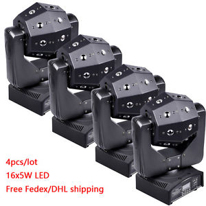 4pcs/lot 16x5w RGBW CREE LED disco ball dj stage party Effect moving head light