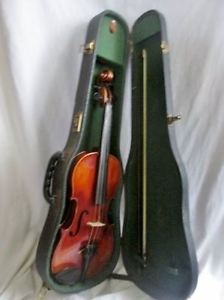 Vtg ORIGINAL JOHN JUZEK Prague Signed VIOLIN String Musical Instrument Wood Case