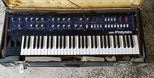 Vintage 80s Korg Polysix Keyboard Synthesizer Digital Piano recording with case