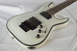 SCHECTER, HELLRAISER C-7 FR, White, Very Good Condition, Soft Case, from JAPAN