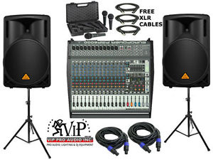 Behringer PMP6000 2X B215XL 1x XM1800S 2x Speaker Stand Plus Free Cables