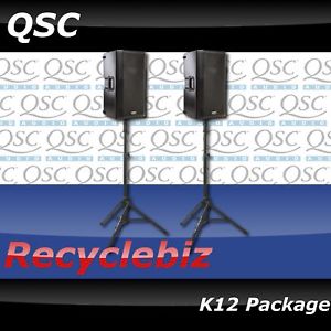 QSC K12 Package! K12 Powered Speakers with TS-100 Ultimate Support Stands!