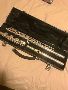 Yamaha flute, 481 II open hole, silver with gold mouth piece