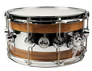 DW Reverse Edge Snare 14 x 7 Walnut and Chrome. DW- DRLC0714SYC-01. Free Ship