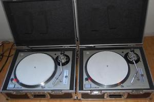 2X Pair Technics SL-1200 M3D's with Slipmats ++ Cases L@@@@K!!!!
