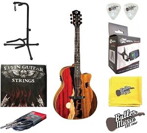 Luna VISTA BEAR Tropical Wood Acoustic-Electric Guitar w/Picks, Strings + More!!