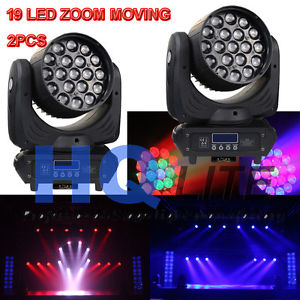 2pcs led 19x12w RGBW 4in1 ZOOM Moving Head wash beam light dmx dj disco stage