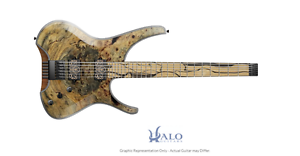 Halo Guitars Octavia 6 String Headless Juggernauts Buckeye Burl Pale Moon Ebony