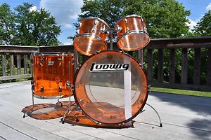 Vintage 70s Ludwig Amber Vistalite Drum Kit
