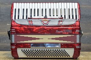 Pasquale Soprani 41-Key 120-Bass 7-Treble Switches Red Piano Accordion w/Case