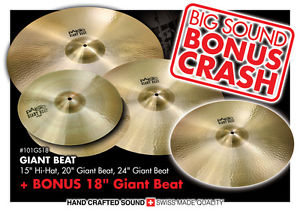 Paiste GRATISVERSAND Giant Beat Set 24 Ride 20 Crash 15 Hats +FREE 18"