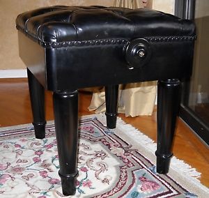 Steinway Piano Bench - Ebony / Black Leather Adjustable - ca. 1930s RARE (O125)