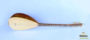 TURKISH PROFESSIONAL SHORT NECK CARVED BAGLAMA SAZ FOR SALE MSS-157