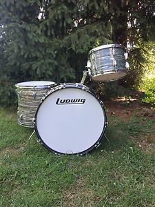 vintage ludwig keystone badge 1965 blue oyster pearl drums 13-16-22 w/rail