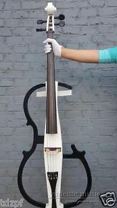 4/4 electric Cello solid wood Powerful Sound Cello bow Bag Black & White #1447