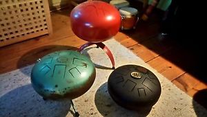 Hapi Drum Handpan Tankdrums 3er Set Dm C und Akebono mit Schlegeln