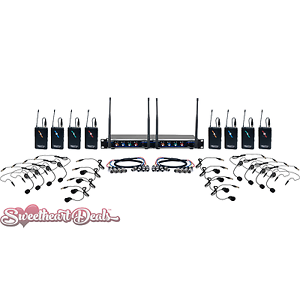 VocoPro Hybrid-Play-8 Eight-Channel Wireless System + Headsets & Lavalier Mics