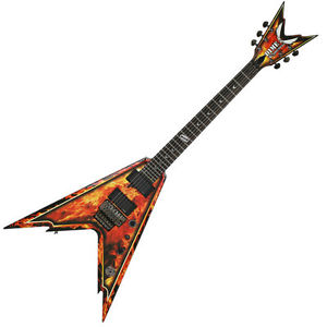 Dean Razorback V 25.5 Explosion FR Floyd Rose EMG Unique Graphic Electric Guitar
