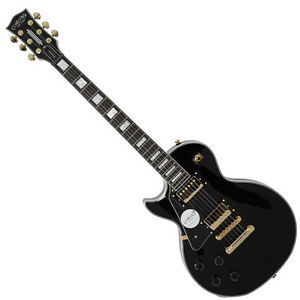 Corona CLP Custom Left Handed Lefty LH Black Gold Single Cutaway Electric Guitar