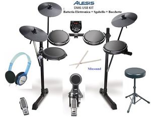 ALESIS DM6 USB KIT BATTERIA ELETTRONICA + Sgabello Cuffia Bacchette PAD TRIGGER