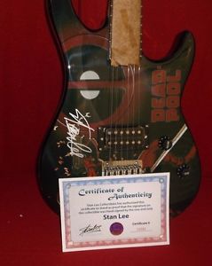 STAN LEE SIGNED DEADPOOL FULL SIZE PEAVEY ROCKMASTER GUITAR COA NEW X-MEN RARE