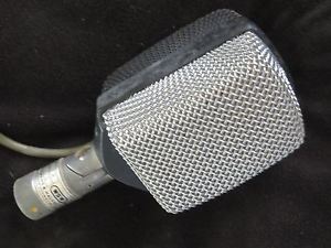 AKG D12 RARE VINTAGE CARDIOID DYNAMIC MICROPHONE W/ATTACHED XLR CABLE+SWIVEL MT!