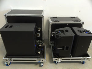 (2) QSC KSUB Powered Subwoofers and (4) QSC K12 Powered Speakers with Cases