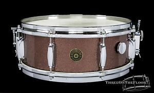 1960s Gretsch Round Badge 'Name Band' Snare Drum : Burgundy Sparkle : Vintage