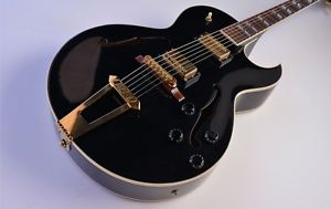 Rare 1993 Gibson ES-175 BLACK BEAUTY Ebony Gold ~MINTY~ 1990s Electric Guitar