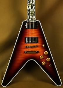 Gibson Flamethrower Flying V Ultima Bourbon Burst Custom Electric Guitar