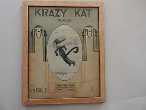 KRAZY KAT RARE SHEET MUSIC 1911 FRAMED, ONE OF ONLY THREE KNOWN IN EXISTENCE