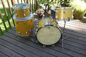 Vintage Rogers Drum Set 4 Piece Londoner Gold Sparkle Ohio Drums12,13,16,20