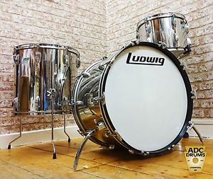 Vintage Late 1970s Ludwig Stainless Steel Super Classic Drum Kit: 13/16/22