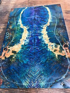 Stabilized Buckeye Burl Resin Inlay Guitar Set STAB BM #120 .32" x 7.4" x 22