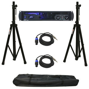 Peavey Ipr2 5000 Pro Audio Speaker Amplifier Amp Stands & Speakon To 1/4" Cables