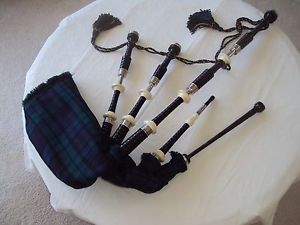 Great Highland Bagpipe, R Gillanders, Silver and Ivory,  ready to play