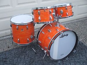 Vintage Ludwig Mod Orange Drums, 1960s Keystone Badge, Excellent Originals WOW !